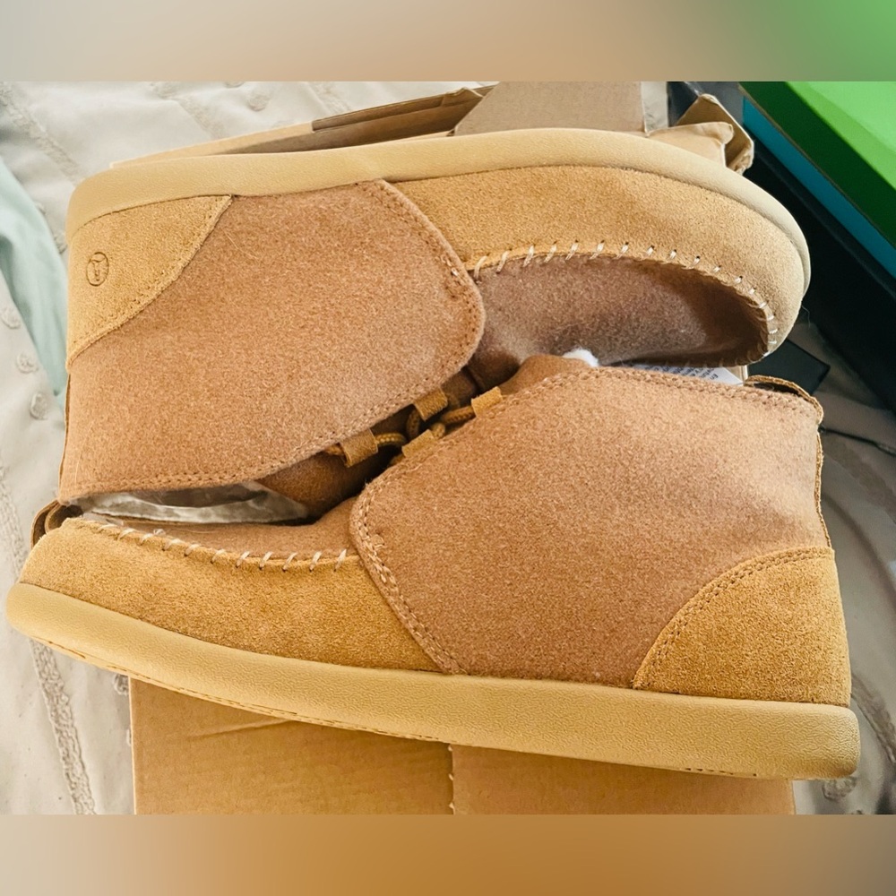 Lands' End Women's Suede Lace Up Boot Slippers, NWT size 8